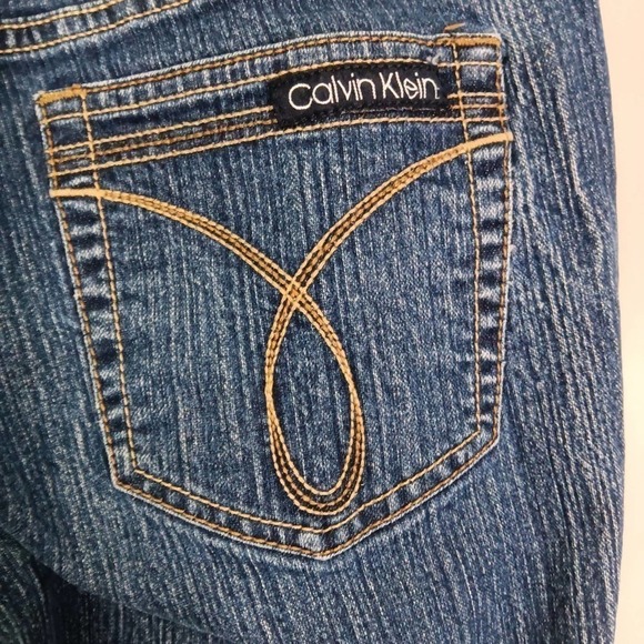 CALVIN Klein Women's Flare Jeans Blue Denim Medium Wash Low Rise Bootcut Sz 4 - Picture 5 of 10